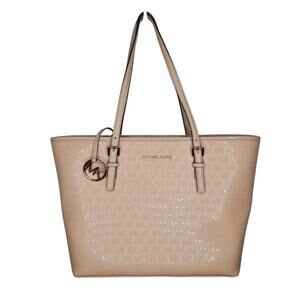 MICHAEL KORS Jet Set Travel Medium Oyster Tote Bag 38T8XTVT2A Patent Leather